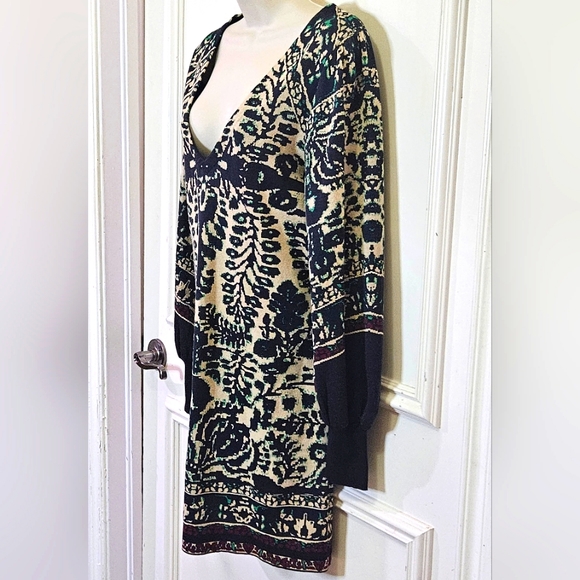 Free People Music & Lyrics Black/Green Multi-Color Sweater Mini Dress,Medium - Picture 13 of 16